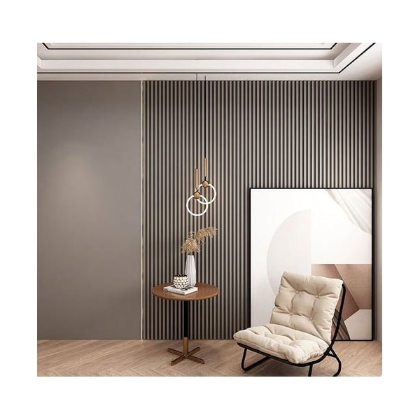 Ejoy Pebble Gray Slat Wood Panels for Walls - Sleek, 4PK WC7G_007 - main